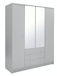 Argos Home Malibu 4 Door 3 Drawer Mirror Wardrobe - Grey - thumbnail 1