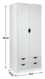 Habitat Kids Pagnell 2 Door 2 Drawer Wardrobe - White - thumbnail 2