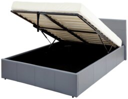 GFW End Lift Double Faux Leather Ottoman Bed - Grey - thumbnail 2