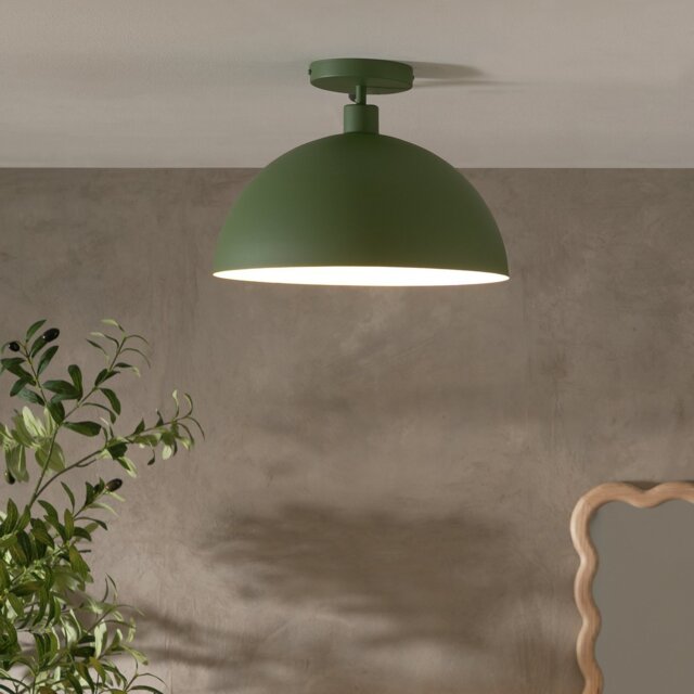 Habitat Steel Mushroom Flush Celling Light - Green - image 1