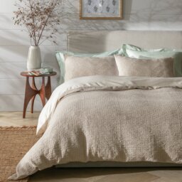Habitat Cotton Contrast Waffle Beige Bedding Set - Double - thumbnail 1