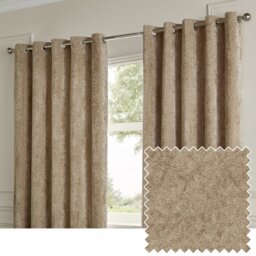 Paoletti Lustre Velvet Eyelet Curtains - Champagne - 229x229cm - thumbnail 1