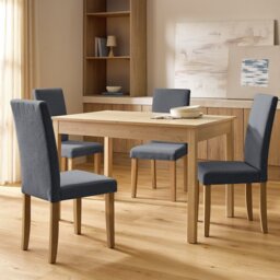 Argos Home Sendi Extending Dining Table and 4 Grey Chairs - thumbnail 1