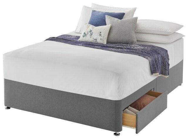 Silentnight Small Double 2 Drawer Divan Bed Base - Grey - image 1