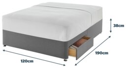Silentnight Small Double 2 Drawer Divan Bed Base - Grey - thumbnail 2