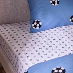Argos Home Football Printed White Fitted Sheet - Single - thumbnail 1