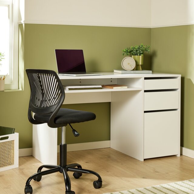 Argos Home Pepper 2 Drawers Large Office Desk - white - image 1