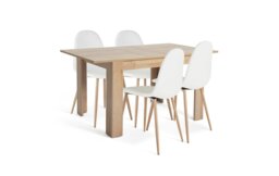 Argos Home Miami Extend Oak Dining Table & 4 White Chairs - thumbnail 1