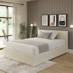 GFW Kingsize Crushed Velvet End Lift Ottoman Bed - Cream - thumbnail 1
