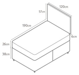 Silentnight Middleton Small Double Memory Divan Bed - Grey - thumbnail 2