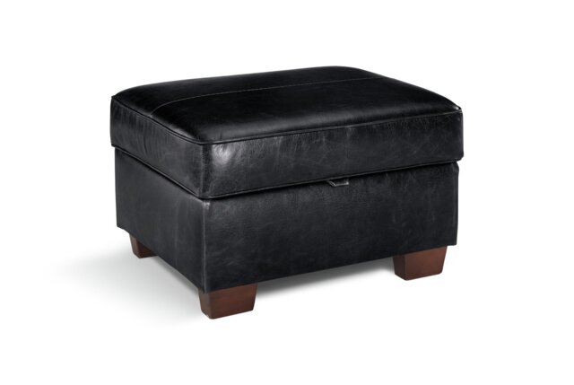 Argos Home Salisbury Leather Storage Footstool - Black - image 1
