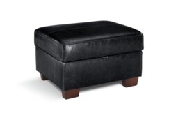 Argos Home Salisbury Leather Storage Footstool - Black - thumbnail 1