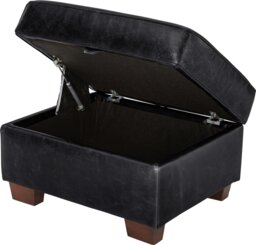 Argos Home Salisbury Leather Storage Footstool - Black - thumbnail 2