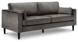 Julian Bowen Hayward Velvet 3 Seater Sofa - Grey - thumbnail 1