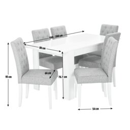 Argos Home Miami Extending White Dining Table &6 Grey Chairs - thumbnail 2