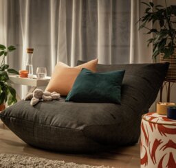 Kaikoo Fabric Beanbag Accent chair- Charcoal - thumbnail 2