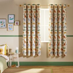 Habitat Kids Safari Print Blackout Eyelet Curtains - Cream - 168x137cm - thumbnail 1