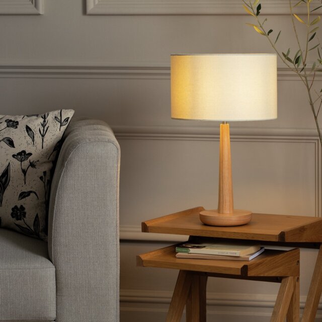 Habitat Tapered Wood Table Lamp - Walnut & Natural - image 1