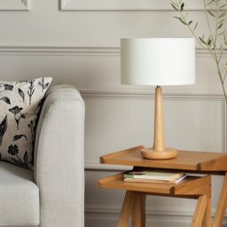 Habitat Tapered Wood Table Lamp - Walnut & Natural - thumbnail 2