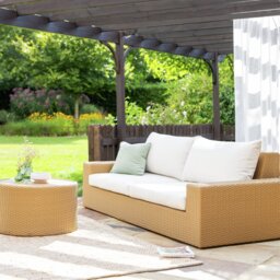 Habitat June 3 Seater Rattan Effect Garden Sofa Set - Brown - thumbnail 1