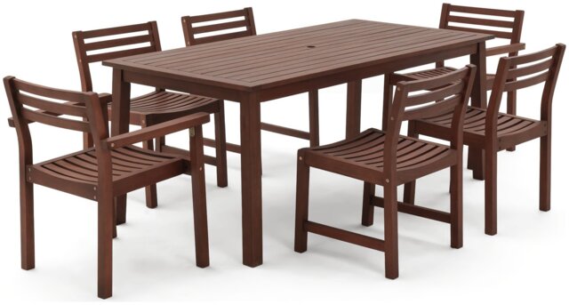 Habitat Amalfi 6 Seater Wooden Patio Set - Brown