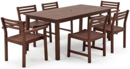Habitat Amalfi 6 Seater Wooden Patio Set - Brown - thumbnail 1