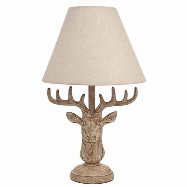 Hestia Wood Effect Stags Head Table Lamp 18 inch - image 1