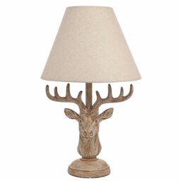 Hestia Wood Effect Stags Head Table Lamp 18 inch - thumbnail 1