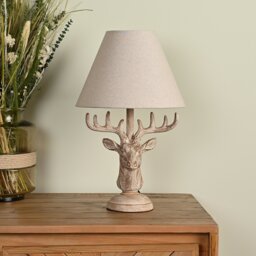 Hestia Wood Effect Stags Head Table Lamp 18 inch - thumbnail 2