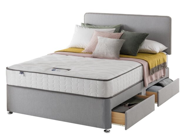 Silentnight Pavia Kingsize Comfort 4 Drawer Divan Bed - Grey - image 1