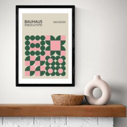 East End Prints Pink Bauhaus Black Frame Art Print - A3 - thumbnail 1