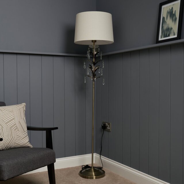 BHS Josefine Leaf Metal Floor Lamp - Brass - image 1