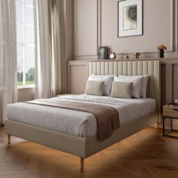 XR Living Maisie Kingsize Fabric LED Bed Frame - Cream