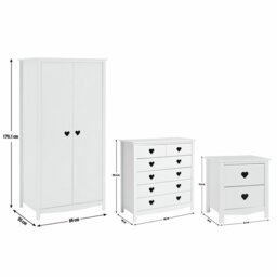 Argos Home Kids Mia 3 Piece 2 Door Wardrobe Set - White - thumbnail 2