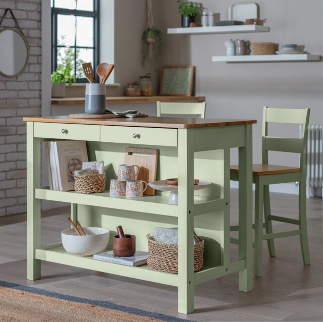 Argos Home Chicago Wooden 2 Seater Bar Island - Sage - image 1
