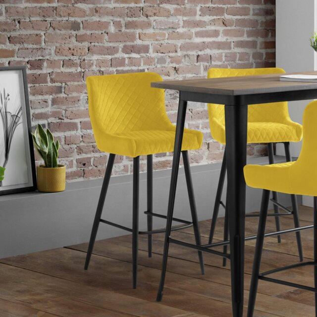Julian Bowen Luxe Velvet Bar Stool - Mustard - image 1