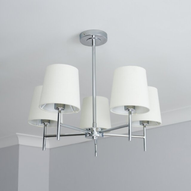 BHS Louisa Metal 5 Light Semi Flush Ceiling Light- White - image 1