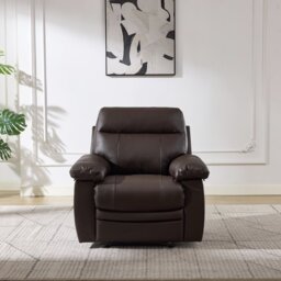 Argos Home Paolo Leather Mix Manual Recliner Chair - Brown - thumbnail 2