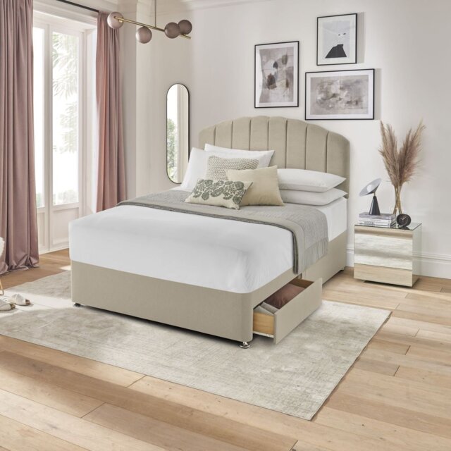Silentnight Small Double 2 Drawer Divan Bed Base - Sandstone - image 1