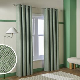 Habitat Textured Blackout Herringbone Eyelet Curtain - Green - 168x229cm - thumbnail 1