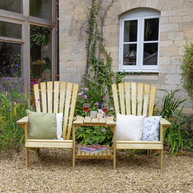 Forest Garden Florida Wooden Garden Love Seats - Natural - image 1