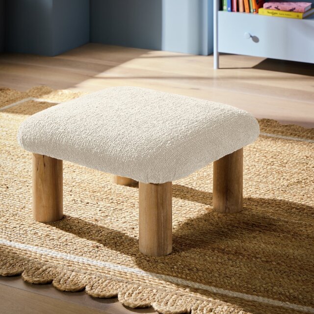 Habitat May Chenille Fabric Footstool - Natural - image 1