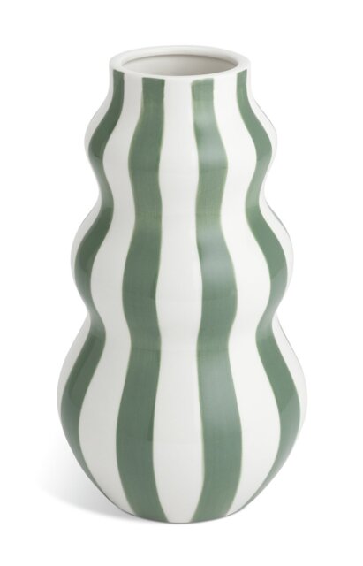 Habitat Hand Painted Stripe Vase - Green - image 1
