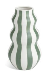 Habitat Hand Painted Stripe Vase - Green - thumbnail 1