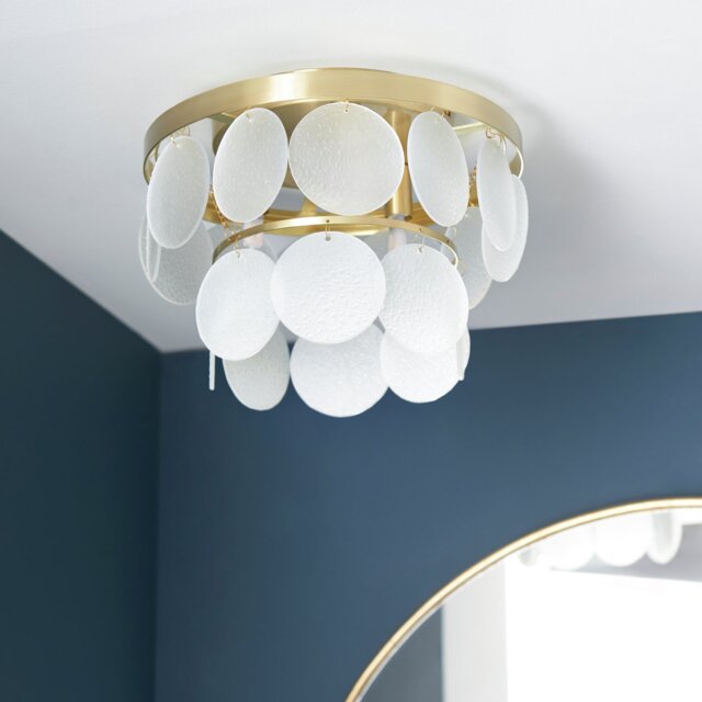 Shore Light Fiesta Metal & Glass Flush Ceiling Light - Gold