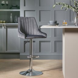 Argos Home Lyle Velvet Bar Stool - Charcoal - thumbnail 1