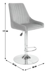 Argos Home Lyle Velvet Bar Stool - Charcoal - thumbnail 2