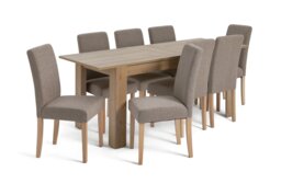 Argos Home Miami Extend Oak Dining Table & 8 Brown Chairs - thumbnail 1