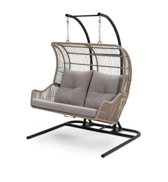 Habitat Malta Double Steel Garden Hanging Chair - Beige - image 1