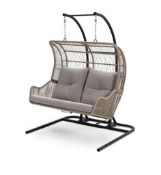 Habitat Malta Double Steel Garden Hanging Chair - Beige - thumbnail 1